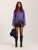 Load image into Gallery viewer, Blue &amp; Red Checkered Oversized Cropped Shirt