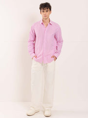 Pink & White Poplin Striped Shirt