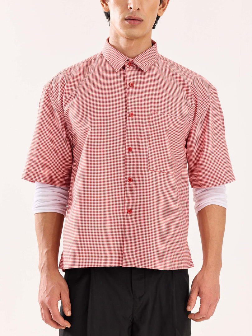 Red Checkered Cropped Shirt (Pre-Order)