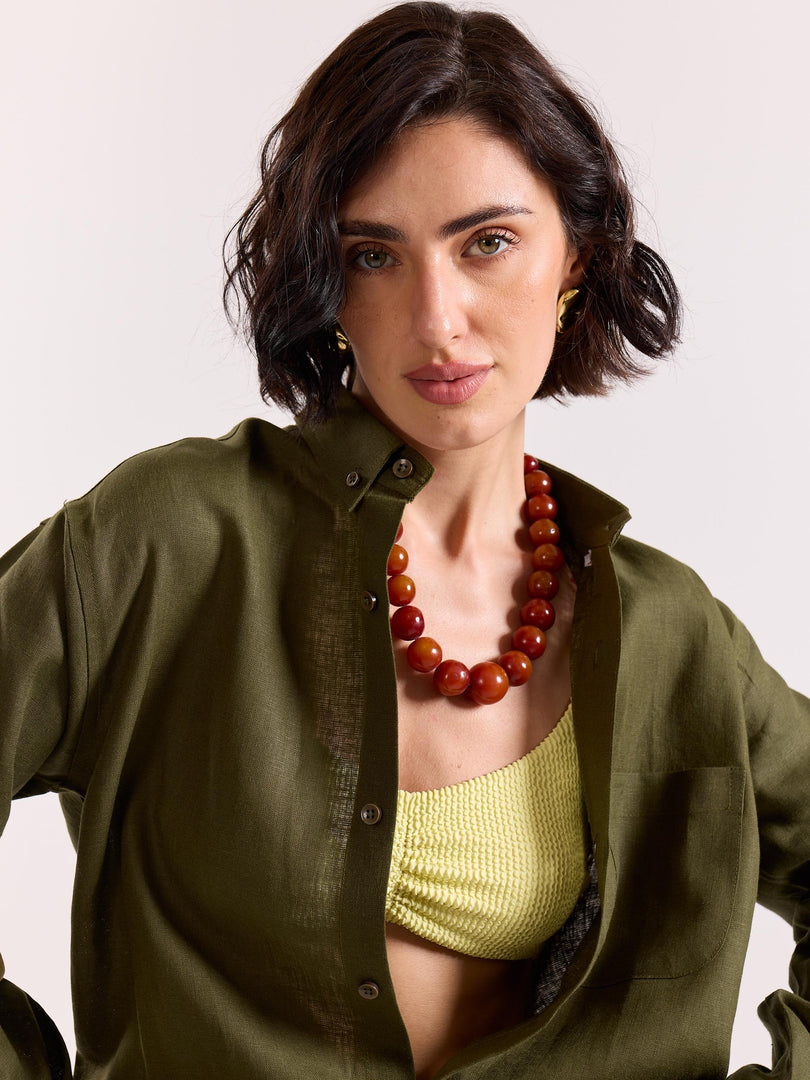Olive Irish Linen Shirt