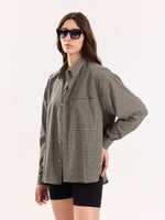 Load image into Gallery viewer, Black &amp; Beige Checkered Cropped Shirt