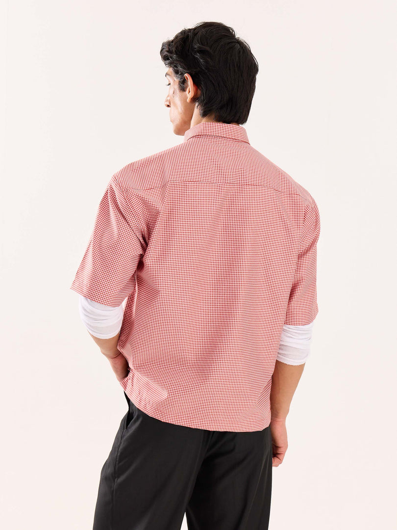 Red Checkered Cropped Shirt (Pre-Order)