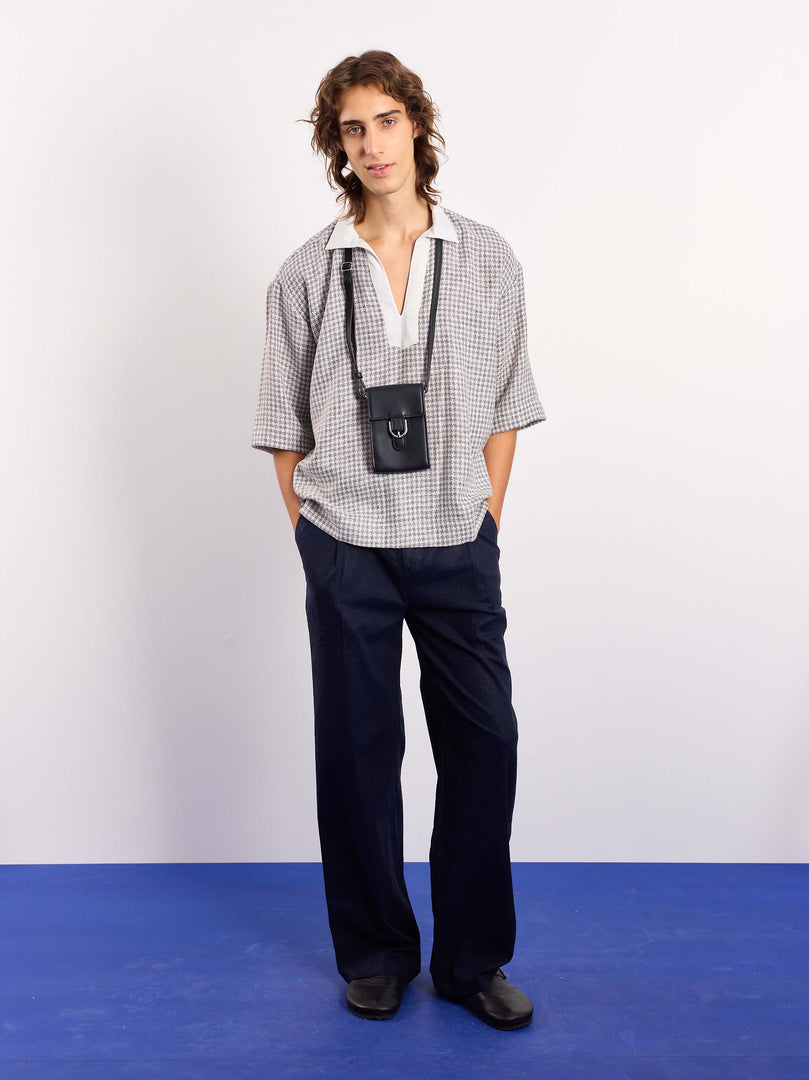 Blue Contrasting Collar Pullover