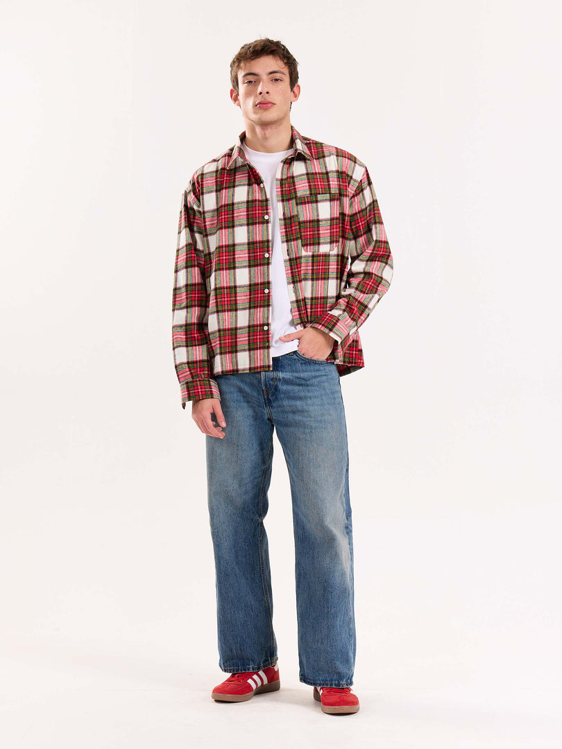 Red Checkered Flannel Overshirt