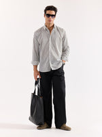 Load image into Gallery viewer, Dark Olive &amp; White Striped Poplin Shirt