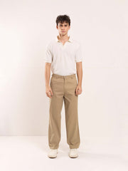 Khaki Loose Fit Twill Trousers