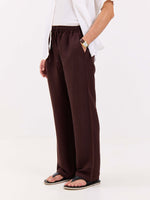 Load image into Gallery viewer, Coffee Brown Linen Pull-on Pants
