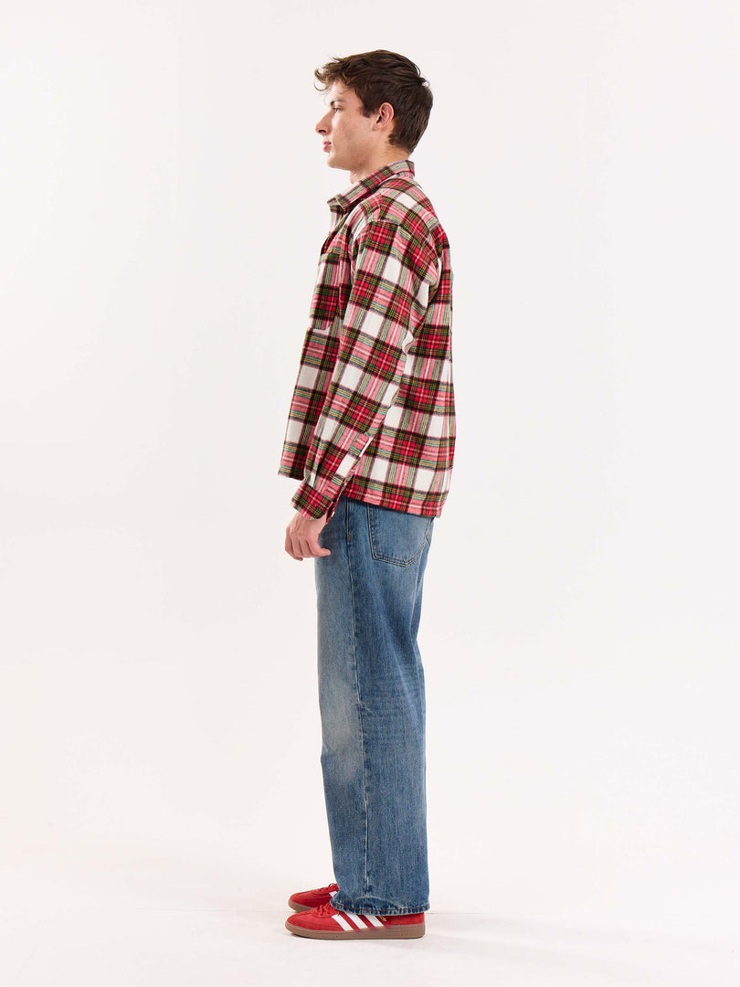 Red Checkered Flannel Overshirt