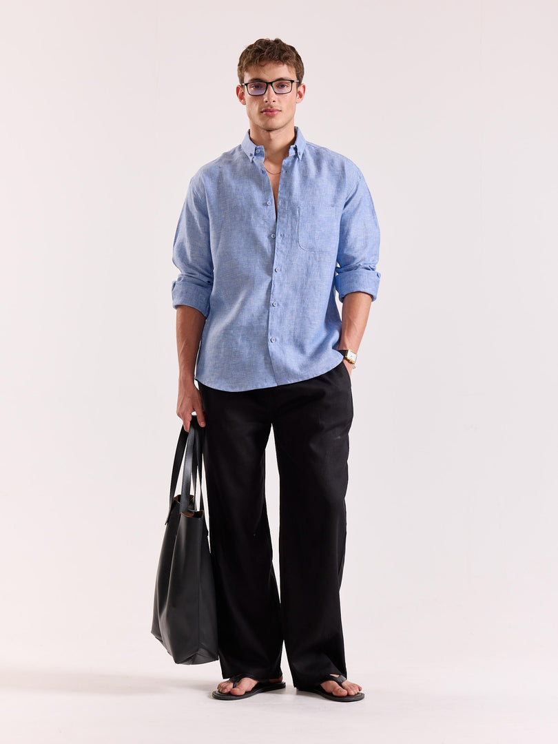 Blue Chambray Irish Linen Shirt