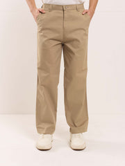Khaki Loose Fit Twill Trousers