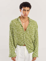 Load image into Gallery viewer, Olive Floral Wrinkled Shirt