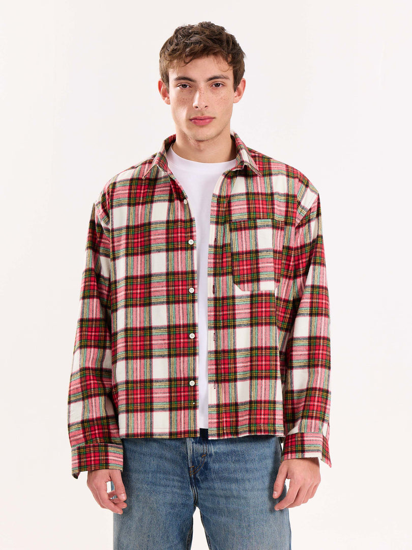 Red Checkered Flannel Overshirt