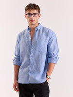 Load image into Gallery viewer, Blue Chambray Irish Linen Shirt