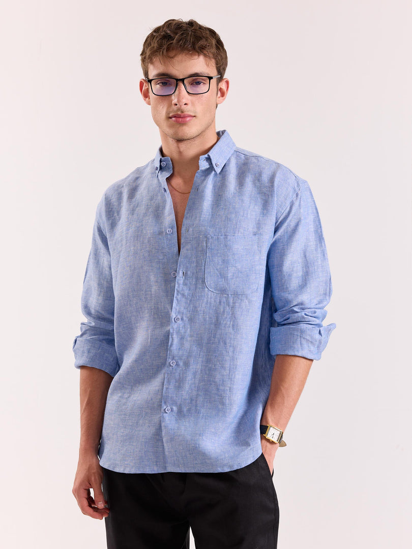 Blue Chambray Irish Linen Shirt