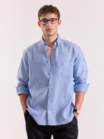 Load image into Gallery viewer, Blue Chambray Irish Linen Shirt