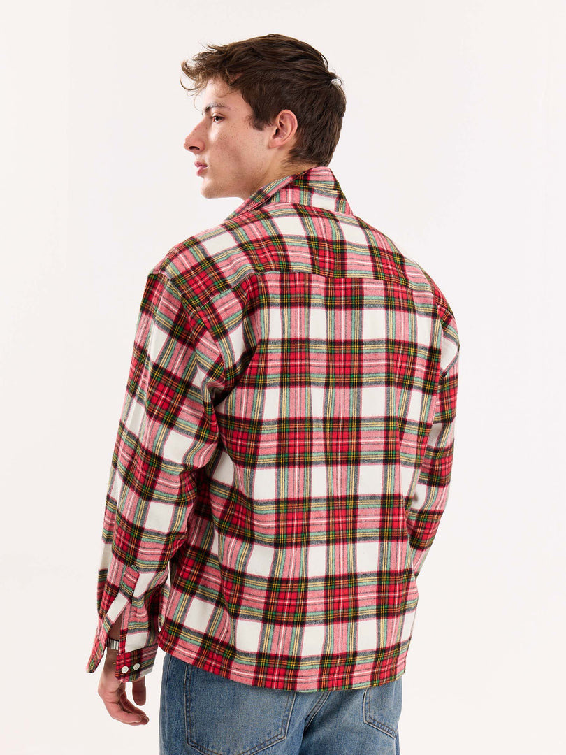 Red Checkered Flannel Overshirt