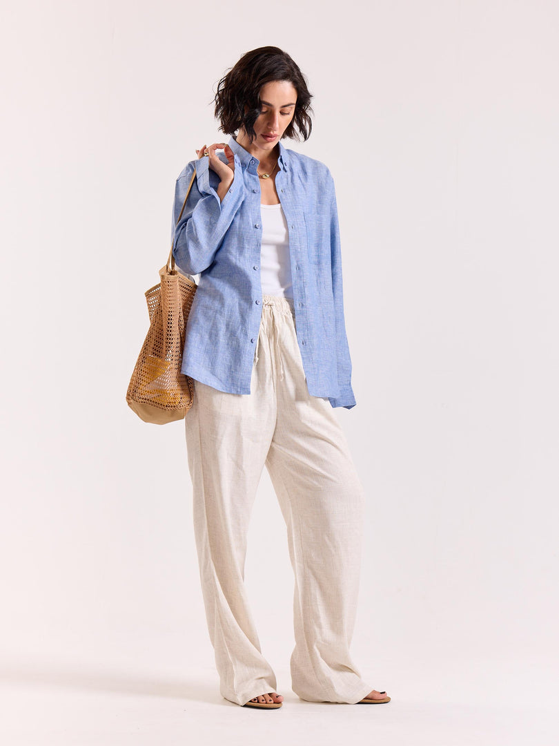 Blue Chambray Irish Linen Shirt