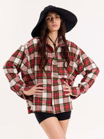 Load image into Gallery viewer, Red Checkered Flannel Overshirt