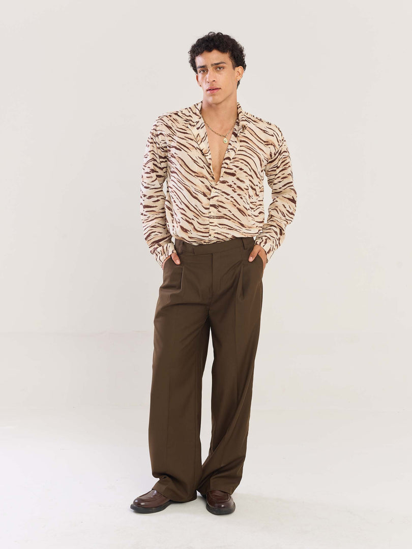 Zebra Patterned Wrinkled Shirt