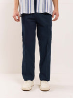 Load image into Gallery viewer, Dark Blue Loose Fit Twill Cargo Trousers
