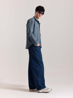 Load image into Gallery viewer, Teal Blue &amp; Red Checkered Oversized Cropped Shirt