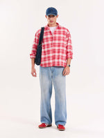 Load image into Gallery viewer, Red Checkered Poplin Cropped Shirt ( Pre-Order )