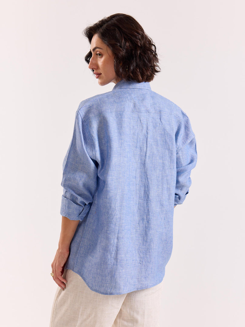 Blue Chambray Irish Linen Shirt