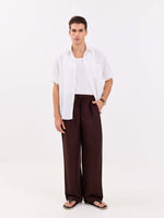 Load image into Gallery viewer, Coffee Brown Linen Pull-on Pants
