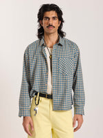 Load image into Gallery viewer, Blue &amp; Yellow Checkered Oversized Cropped Shirt