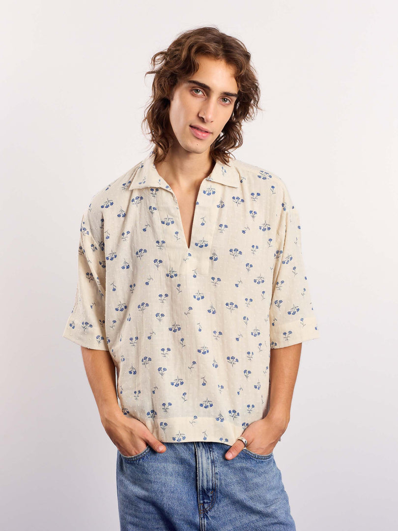 Ivory & Blue Floral Boota Print Pullover