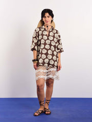 Brown & Cream Shells Printed Pullover