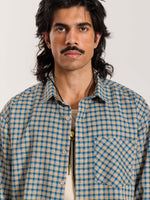 Load image into Gallery viewer, Blue &amp; Yellow Checkered Oversized Cropped Shirt