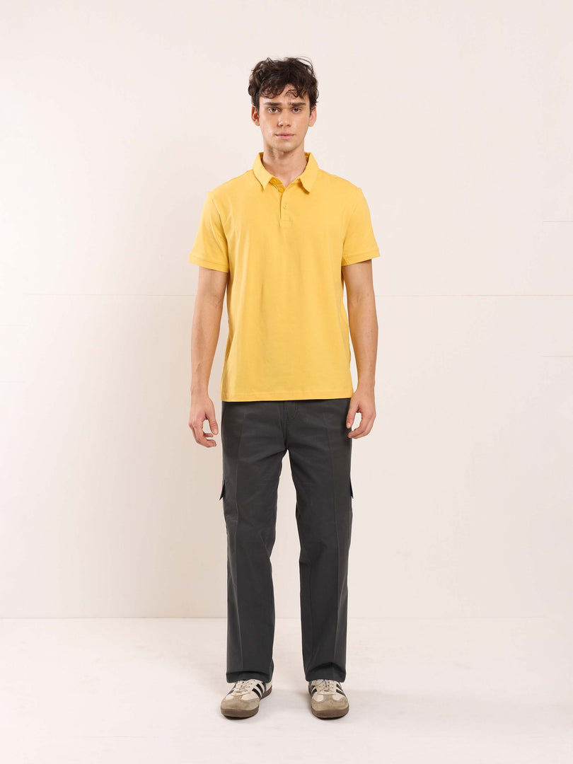 Grey Fit Twill Cargo Trousers