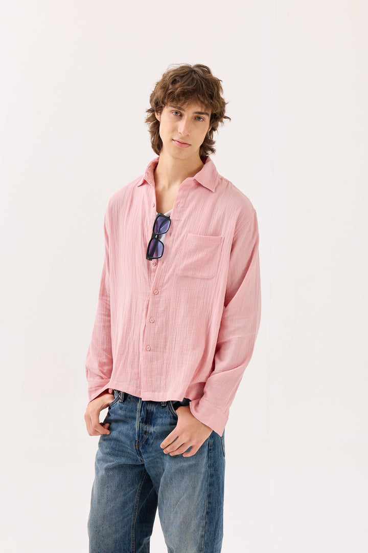 Pastel Pink Gauze Holiday Shirt