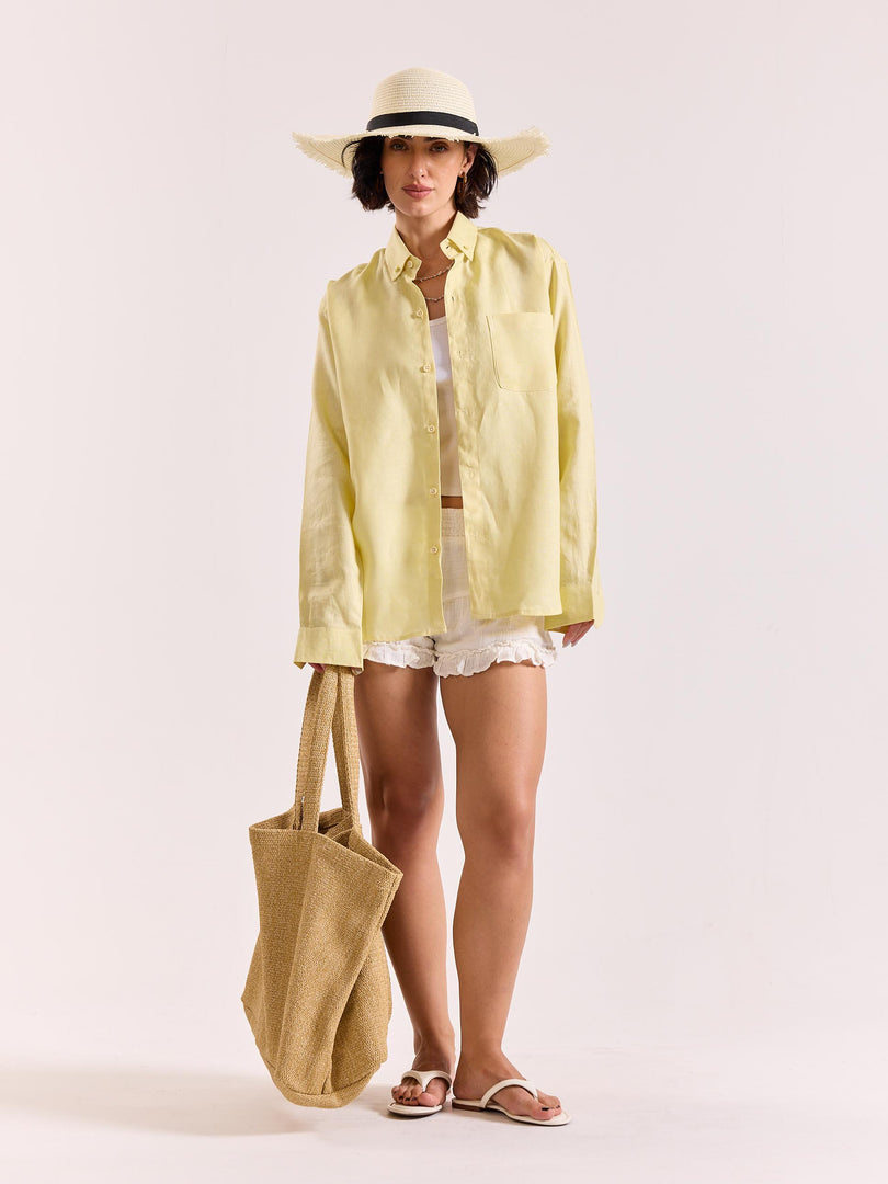 Butter Yellow Irish Linen Shirt