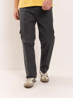 Load image into Gallery viewer, Grey Fit Twill Cargo Trousers
