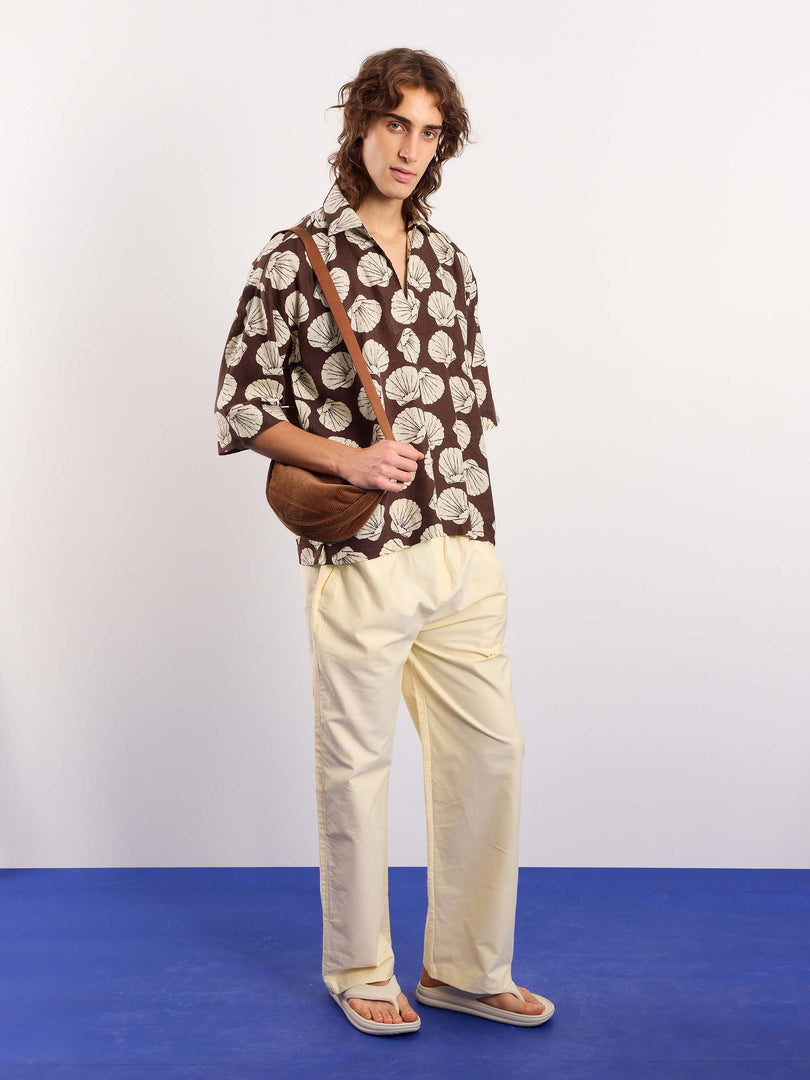 Brown & Cream Shells Printed Pullover