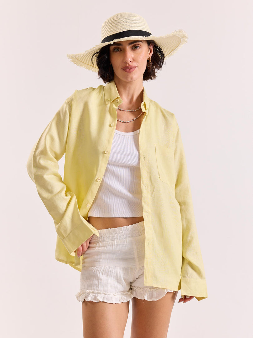 Butter Yellow Irish Linen Shirt