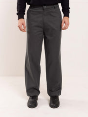 Grey Loose Fit Twill Trousers