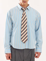 Load image into Gallery viewer, Baby Blue Striped Poplin Cropped Shirt
