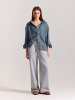 Load image into Gallery viewer, Teal Blue &amp; Red Checkered Oversized Cropped Shirt