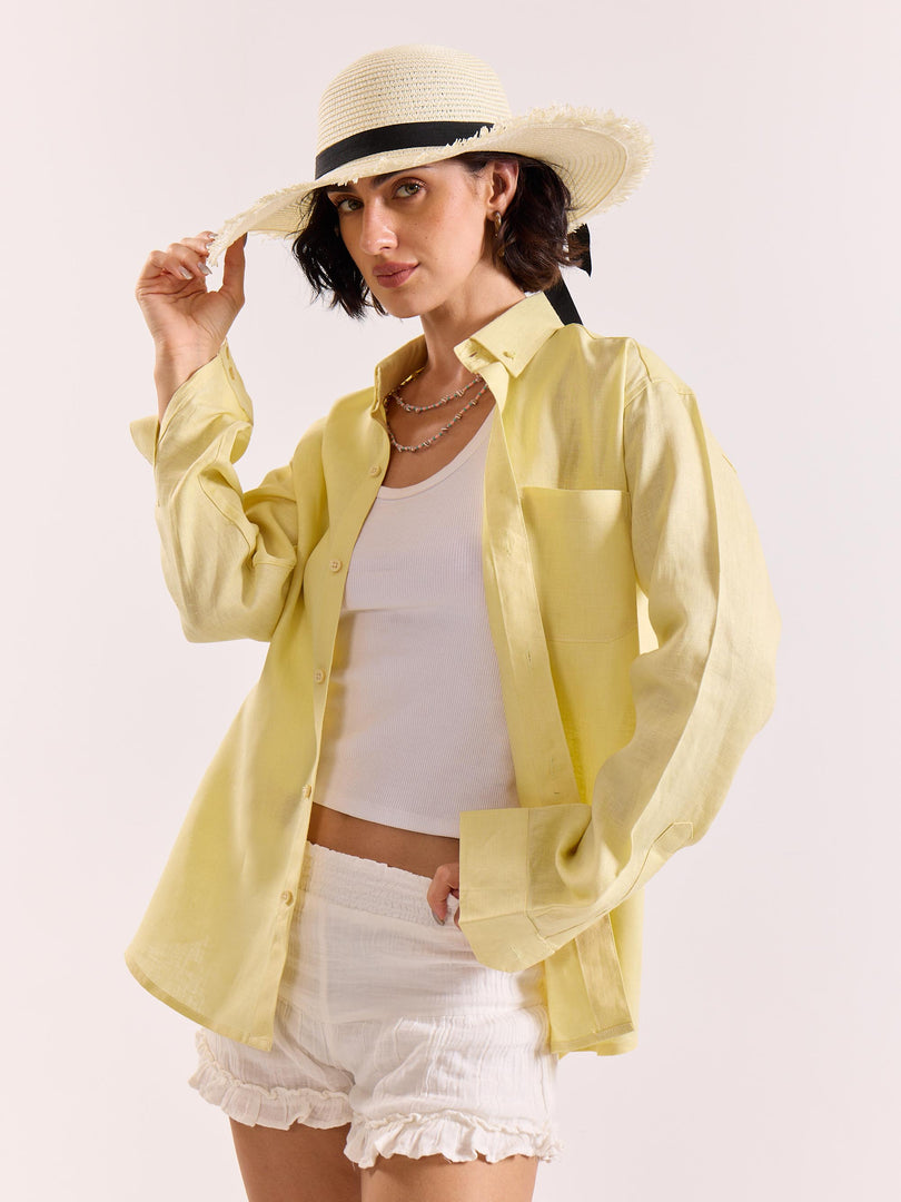 Butter Yellow Irish Linen Shirt
