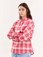 Load image into Gallery viewer, Red Checkered Poplin Cropped Shirt ( Pre-Order )