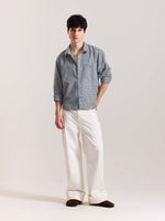 Load image into Gallery viewer, Light Blue Checkered Oversized Cropped Shirt