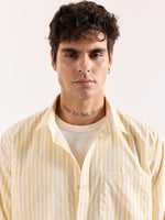Load image into Gallery viewer, Yellow &amp; White Striped Poplin Oversized Shirt