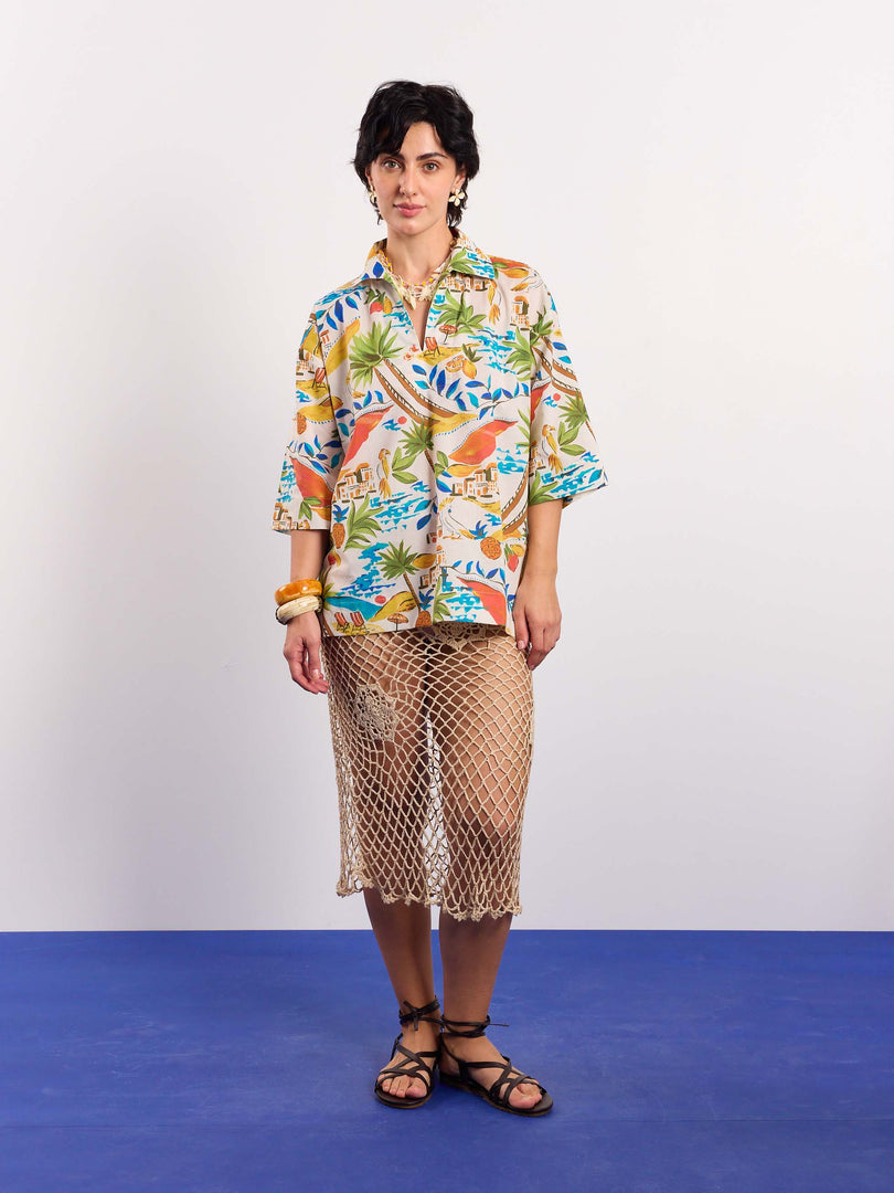 Mediterranean Summer Printed Pullover