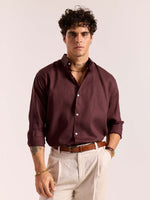 Load image into Gallery viewer, Wine Linen-blend Shirt