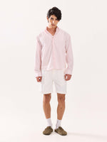 Load image into Gallery viewer, Pink &amp; White Striped Poplin Cropped Shirt
