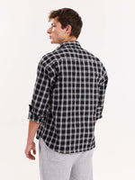 Load image into Gallery viewer, Black Checkered Poplin Cropped Shirt