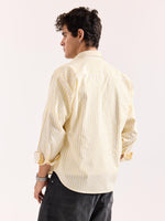 Load image into Gallery viewer, Yellow &amp; White Striped Poplin Oversized Shirt